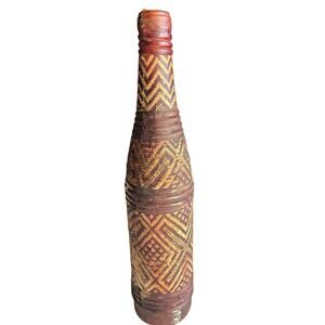 Vintage Tribal Woven Bottle Container | Handmade Ethnic Decor